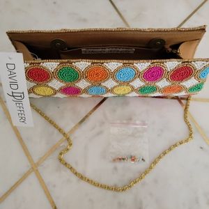COPY - David Jeffrey multicolor hand beaded clutch